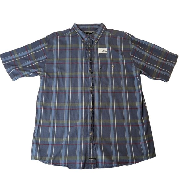O'NEILL Shirt Men's Casual Button Up Short Sleeve Plaid Collared Blue XL - Picture 12 of 12